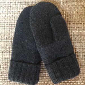 Felted Dark Charcoal Cashmere Mittens Handcrafted from Repurposed Sweater.